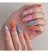 24 Pcs French Tip Press on Nails Almond - Fake Nails Press on Nails Short French Press on Nails C...