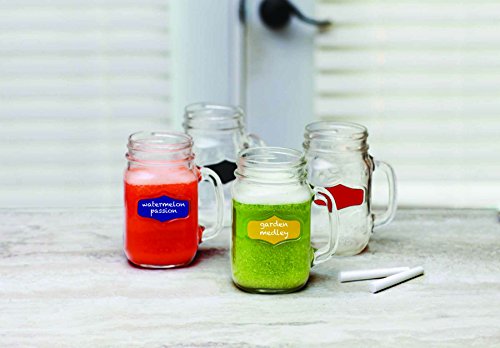 Circleware Yorkshire Mason Jar Mugs With Fun Colored Chalkboard And Glass Handles, Chalk Included, Set Of 4, 17 Ounce Each, Limited Edition Glassware Serveware Drinkware Drinking Glasses Cups #TOP6