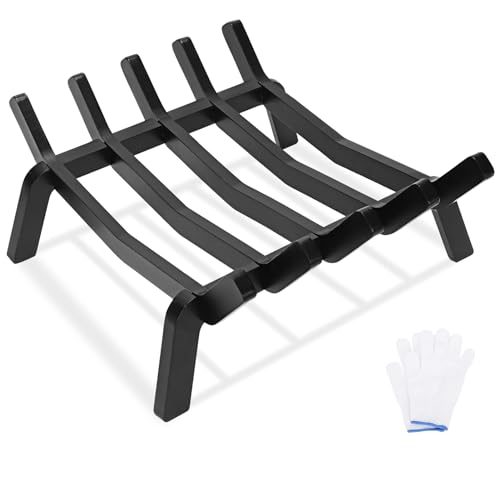 Fireplace Grate 14in Heavy Duty, Fireplace Wood holder for Inside Fireplace, Fireplace Log Holder, Small Fire Grate, Fireplace Accessories, Chimney Hearth Indoor, 5 Bars Fire Pit Grate for Outdoor