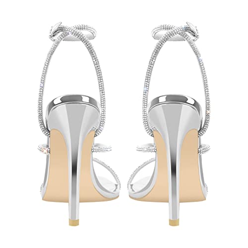 richealnini Rhinestone Stiletto Heels Sandals for Women Crystal Straps Buckle Up Party Dress3