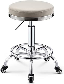 Round Rolling Stool Heavy Duty Salon Massage Swivel Adjustable Rolling Stool (Color : Brown) Marriage (Beige)