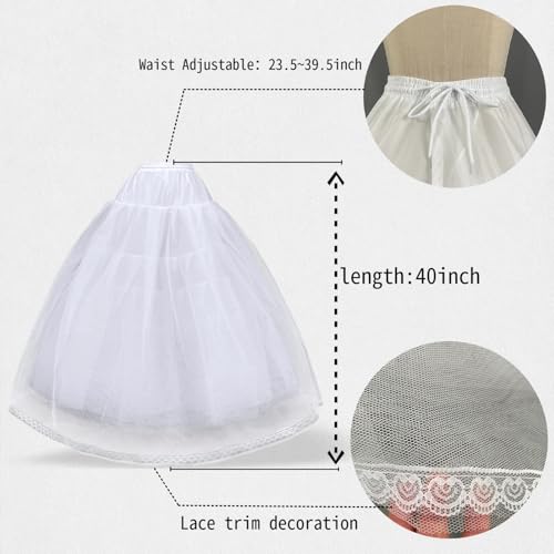 Hoopless Crinoline Petticoat A-line Tulle Underskirt Women's Floor Length Ball Gown Slip for Birdal Wedding Dresss2