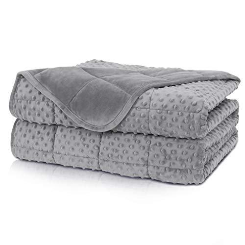 Huloo Sleep Weighted Blanket Queen 20lbs for Adult(60"Ã—80",Gray) Breathable Soft Minky Weighted Throw Blanket for All Season,Heavy Blanket with Premium Glass Beads