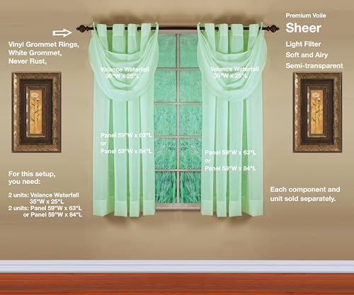 Image of Today's Curtain, Emelia Grommet Sheer Panel 63 inch Sage, 59 inch W x 63 inch L