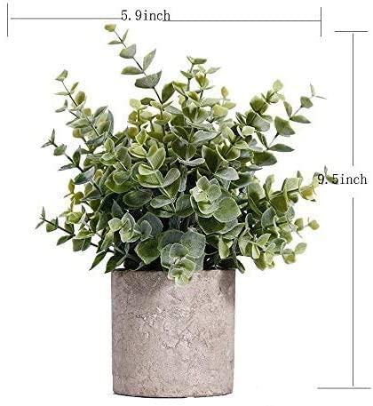 Ifreeside Small Potted Artificial Plants In Pots Plastic Fake Plants Topiary Shrubs For Home Office Farmhouse Bathroom Tabletop Indoor Decor (Eucalyptus Leaves) #TOP2