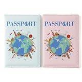 BAUCH 2 sztuki etui na paszport, etui na paszport, etui na paszport, portfel podróżny na paszport, karty kredytowe, bilety, wizytówki i karty pokładowe (niebieski, różowy)