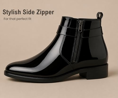 Image of Kraasa The Harness - Men's Stylish Vegan Leather Chelsea Boots with Side Zipper & O-Ring Strap Elastic Panel Ankle Boot (Tan /Black /Brown)