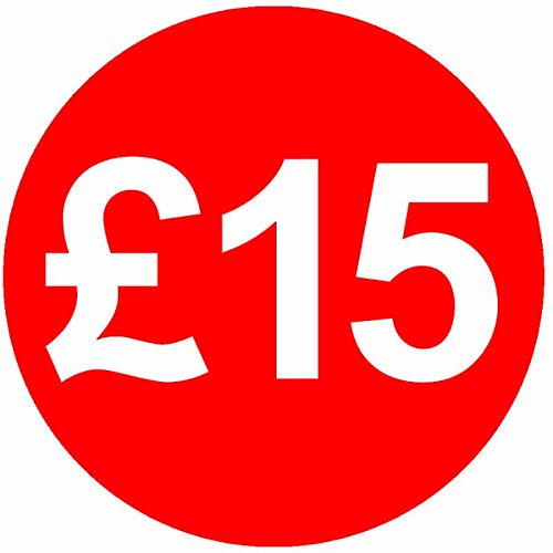 £ Red Price Stickers - 13mm, £15, 10000