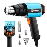 GoGonova 1800W Heat Gun with Variable Temperature Mode, Heavy Duty Adjustable Hot Air Gun 120℉-1300℉