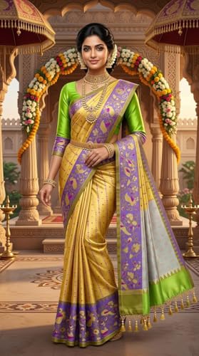 Image of VFCollections - POchampally Kalamkari Pattu Cotton SIlk Saree with Blouse Piece For Women