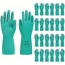 Chemical Resistant Gloves, 18 Mil Heavy Duty Nitrile Gloves, EN374 Acid & Alkali Proof Work Gloves for Epoxy Resin, Woodworking & Auto, Puncture Resistant, 12 Pairs, M