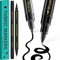 ARTISTRO 2 schwarze Stoffmarker – Doppelspitze Stoffmarker permanent für Kleidung – kein Ausbluten von Stoffstiften für T-Shirts, Taschen, Textilien, Leinwand und mehr (Pinselspitze und feine Spitze)