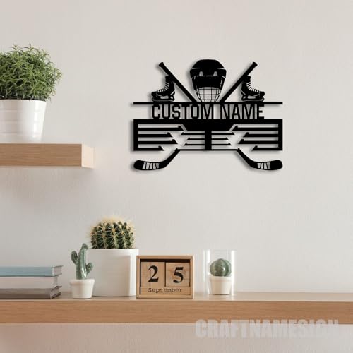 Custom Metal Hockey Medal Hanger Wall Art with Led Light, Hockey Player Tiered Award Rack, 12 Rungs for Medals & Ribbons, Medal Display Awards Sign, Medal Holder Display Rack for Award and Ribbon