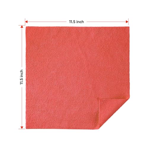 Image of HOMEXCEL Red Shop Towels 100 Pack, Reusable Microfiber Cleaning Cloth Bulk, Multipurpose Microfiber Towels for Cars, House and Kitchen, Highly Absorbent Cleaning Rags 11.5 x 11.5 inch