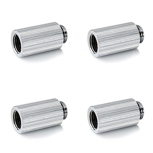 Bitspower Touchaqua G1/4" Male to Female Extender Fitting, 30mm, Glorious Silver, 4-pack