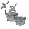 Galvanized Silvertone Deer 1225 x 825 Metal Decorative Planter Set of 2