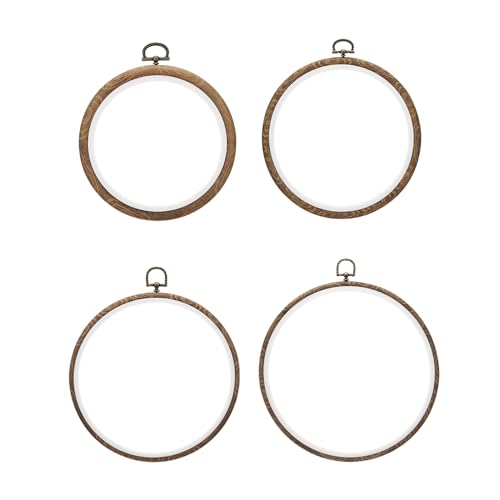 Image of PATIKIL 5, 6, 8, 10inch Embroidery Hoops Set, 4 Pieces Imitated Wood Circle Frame Cross Stitch Hoop Ring for Embroidery Art Craft Sewing Ornaments Hanging Decoration
