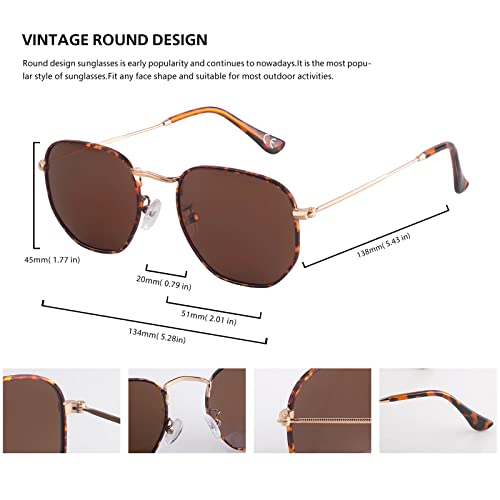 Image of Hipster Hexagonal Polarized Sunglasses Men Women Geometric Square Small Vintage Metal Frame Retro Shade Glasses