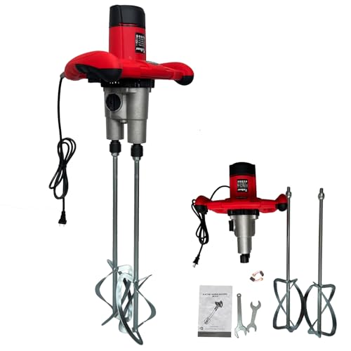 Zoihanx Double-Paddle Electric Cement Mixer,2500W Handheld Electric Concrete Mixer with 6 Adjustable Speed,Portable Mud Mixer for Mortar, Paint, Grout, Plaster, Thinset, Fodder Stirring Tool