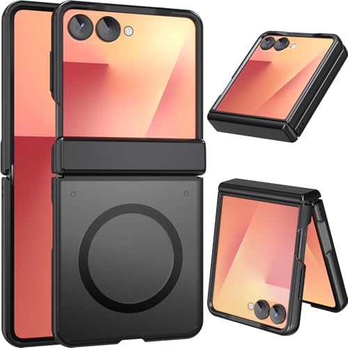 Image of WRJ for Samsung Galaxy Z Flip 7 Case Built-in Screen Protector,Black