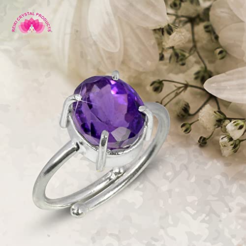 Image of Reiki Crystal Products Certified Natural Gemstone Adjustable Ring, AAA Crystal Ring for Men & Women, Citrine Amethyst Quartz Lapis Onyx Tiger Eye, Reiki Charged Jewellery