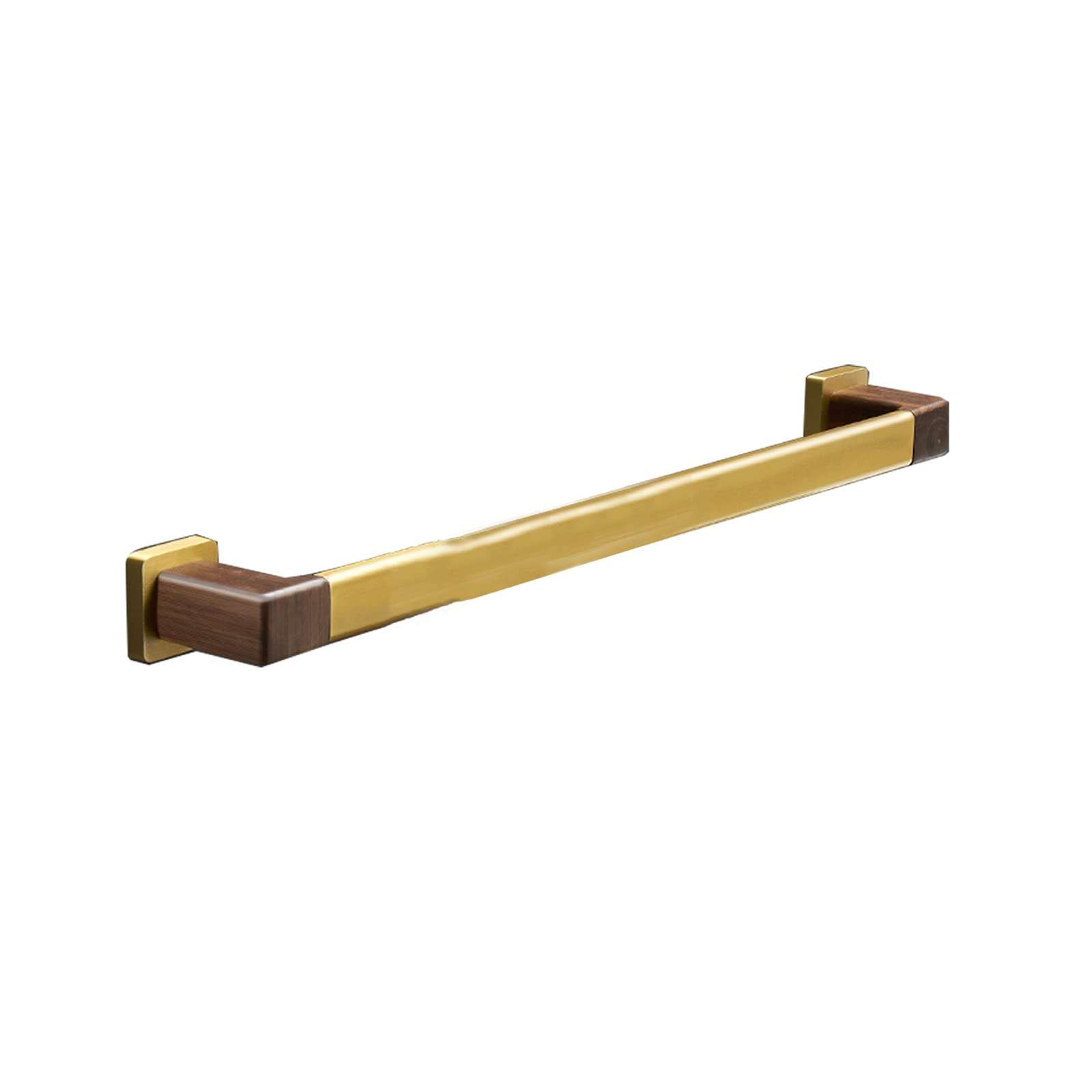 Porte-serviettes en aluminium doré et noyer chic pour salle de bain