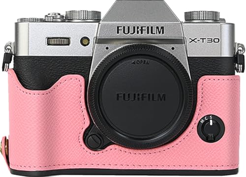 Funda semirígida para cámara Fujifilm X-T30 III/II de cuero sintético rosa