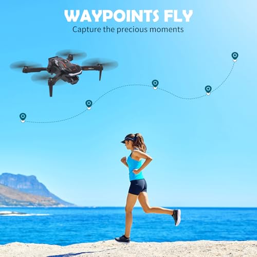 Drohne mit Kamera 1080P HD für Kinder, RC Drone mit 2 Akku, Faltbar Quadcopter mit FPV WiFi Übertragung Schwerkraft Sensor, 3D Flip Mode, Ein-Tasten-Start/Landung, Höhenhaltemodus (Schwarz) – Bild 4