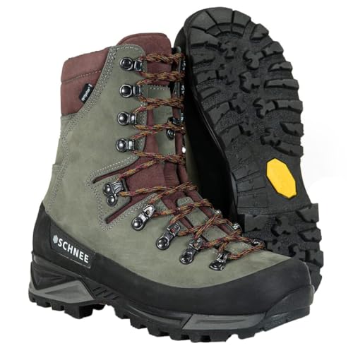 SCHNEE'S Men's Granite Waterproof Hiking Boots, Durable Leather, Vibram Sole, Quarry/Burgundy (SH-TMB-0-W/QRYBUR-7-M)