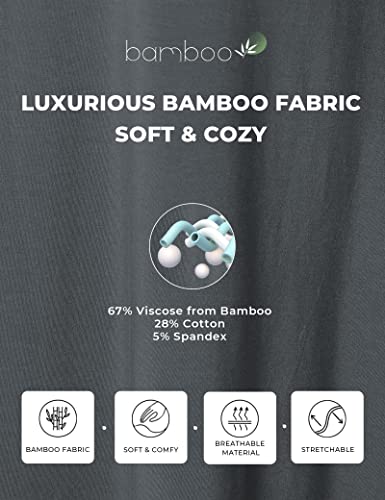 Lazycozy Womens Bamboo Nightgown Long Sleeve Comfy Sleep Shirt, Charoal, Large #TOP4