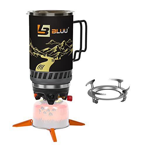 Bluu Mount (1.4-Liter) Backpacking And Camping Stove System, Outdoor Portable Gas Propane Burner Flash Cooking Boiler Camping Stove Kit, Hiking Hunting Fishing Emergency & Survival #TOP6