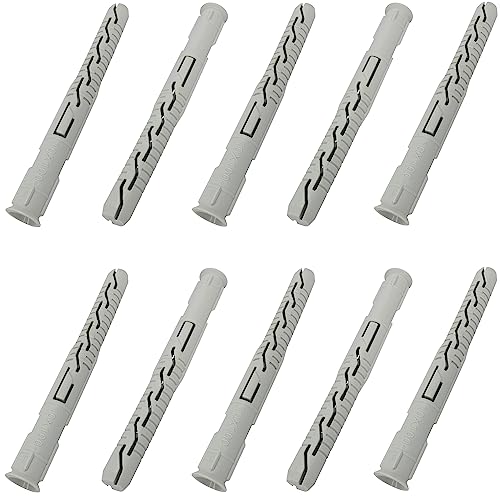 AERZETIX - C67083 - Lot de 10 Chevilles universelles Ø10x100 mm à collerette biseautée/fraisée - en Polyamide - maçonnerie Fixation béton Brique parpaing bâtiment vis Construction