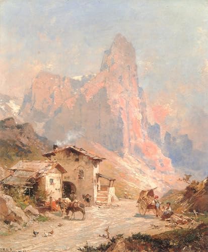 Tableaux peinture sur toile village Dolomites souvenirs de voyage