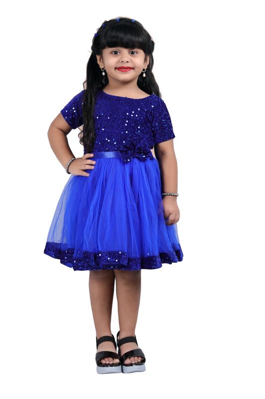 Xavima Half Sleeve Embroidery Sequinned Frock