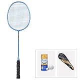 Rebily Einzel Zwei Loaded Trainingsschläger Competition Männer und Frauen Single-Shot-Carbon-Faser-Badmintonschläger Full Carbon Ultra Light Badminton (Color : Blau)