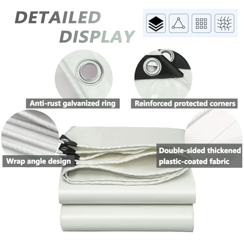 Lona blanca de PVC resistente de 2 x 3 m impermeable para la protección de patios y exteriores 3