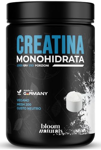 Creatina Monoidrata in Polvere 1000g – 293 Porzioni – Gusto Neutro, Mesh 200 – Vegana, Prodotta in Germania - Creatina Monoidrato Polvere - Creatine Monohydrate Pure - Testato in Laboratorio
