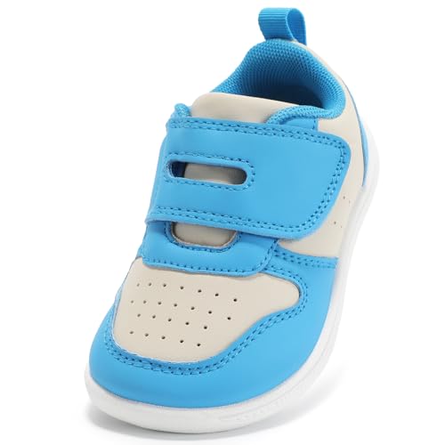 STQ KIDS Toddler Shoes Boys Wide Toe Box Barefoot Shoes Lightweight Girls Sneakers Zero Drop Preschool Kids First Walking Running Tennis Shoe Daycare School Blue Toddler Size 5