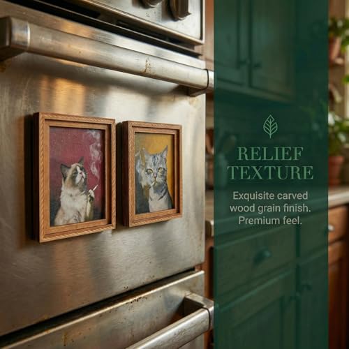 2 imanes decorativos de madera para refrigerador gato miniatura 2