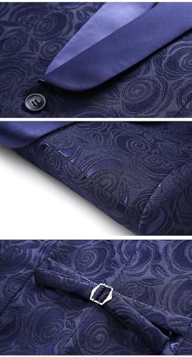 Men's Suits, 3 Piece Elegant Jacquard Slim fit Oversized Tuxedo Suit, for Casual Wedding Banquets Proms Party Suit4