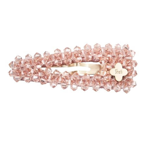 SHE'S FREE STYLE JUST FOR YOU Handweave Crystal Hair Claw Clips, Sparkling Mini 1.97" Hair Clips for Women, Copper Base Non-Slip Edge Design for Thin