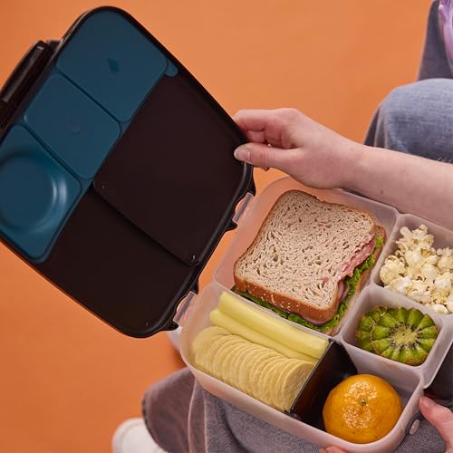 Image of b.box Lunch Box for Big Eaters All Ages - 8.5 Cup Leak Proof Bento Box with 4 Compartments, School Lunch Container with Ice Pack, Dishwasher Safe, BPA-Free, PFAS-Free - Night Vision