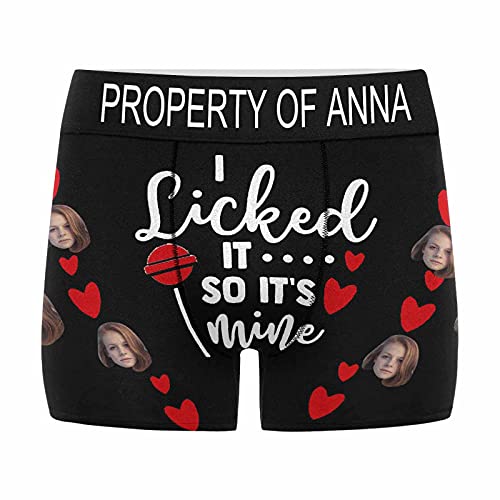 Custom Boxer, Personalized Photo Printed Face Underwear I Licked It So It's Mine Novelty Men's Boxer Briefs Shorts Underpants For Wedding Anniversary M #TOP5