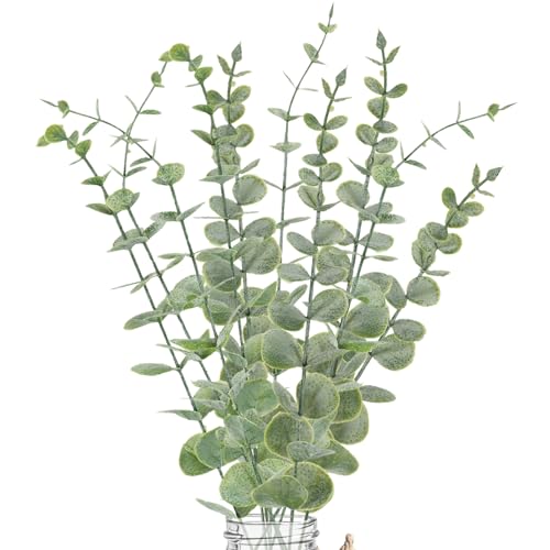 LYRWI 10pcs Eucalyptus Stems Artificial Eucalyptus Leaves Fake Greenery Branches Fake Flowers for Wedding Centerpiece Spring Easter Farmhouse Home Decoration