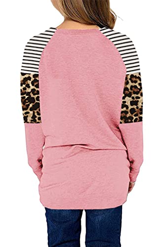 Image of SELINK Girls Big Kids Long Sleeve Striped Color Block Pocket Tees | Casual Loose Fit With Side Pockets,Soft Stretch Polyester Blend For Big Girls Daily&Back To School Wear