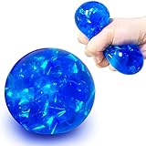 Blue Squishy Glitter Stress Balls for Kids and Adults - Stretch Stress Relief Sensory Ball, Pull and Squeeze - Squish Dough Ball Fidget Toys for Easter Stuffers and Party Favors