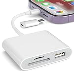 SZHAIYIJIN SD Card Reader for iPhone, Memory Card Reader with USB Camera Adapter Plug and Play Trail Game Camera Viewer Supports SD and TF Card MicroSD Card Adapter for iPad No App Required