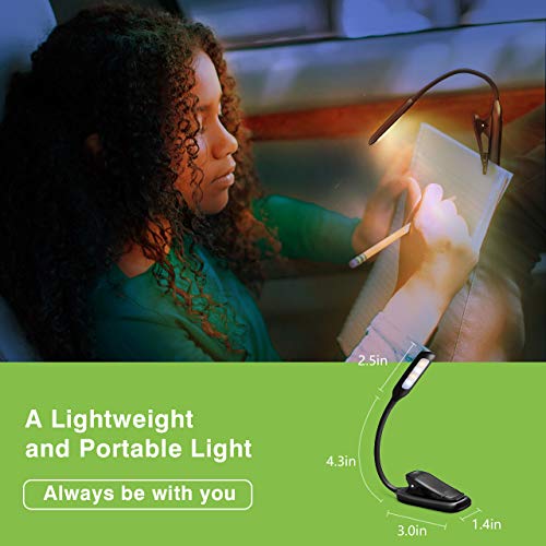 Rechargeable Book Light, TOPELEK LED Reading Light with 3-level Brightness (Cool & Warm), Flexible Easy Clip On Reading Lamp, Eye Protection , Soft Table Light for Night Reading in Bed