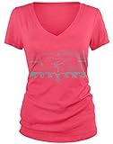 Amdesco Junior's Ford Mustang Grill, Officially Licensed Ford V-Neck T-Shirt, Azalea Large