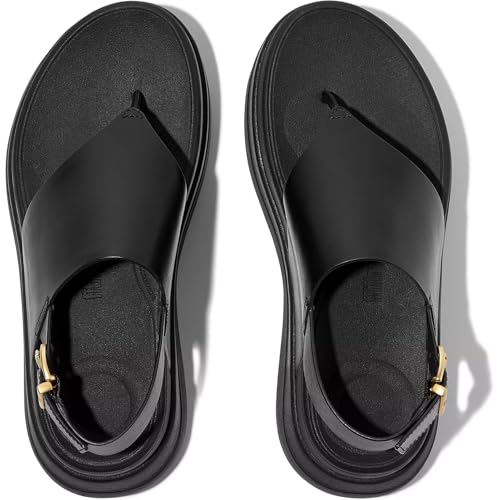 FitFlop Women's F-Mode Stack Leather Back-Strap Toe-Post Sandals Wedge4